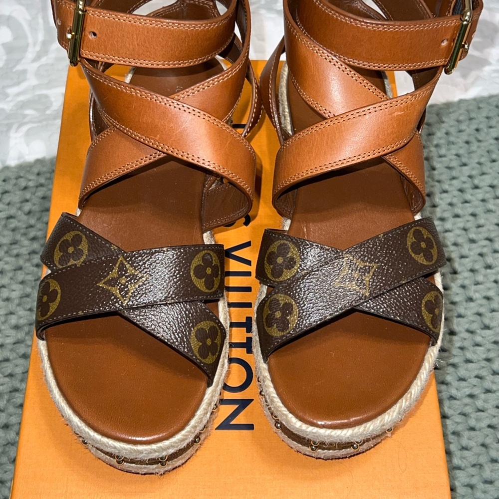 Louis Vuitton Brown and Tan Women's Sandals